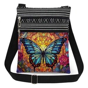 🦋Vibrantly Colorful Graphic Butterfly Crossbody Bag!